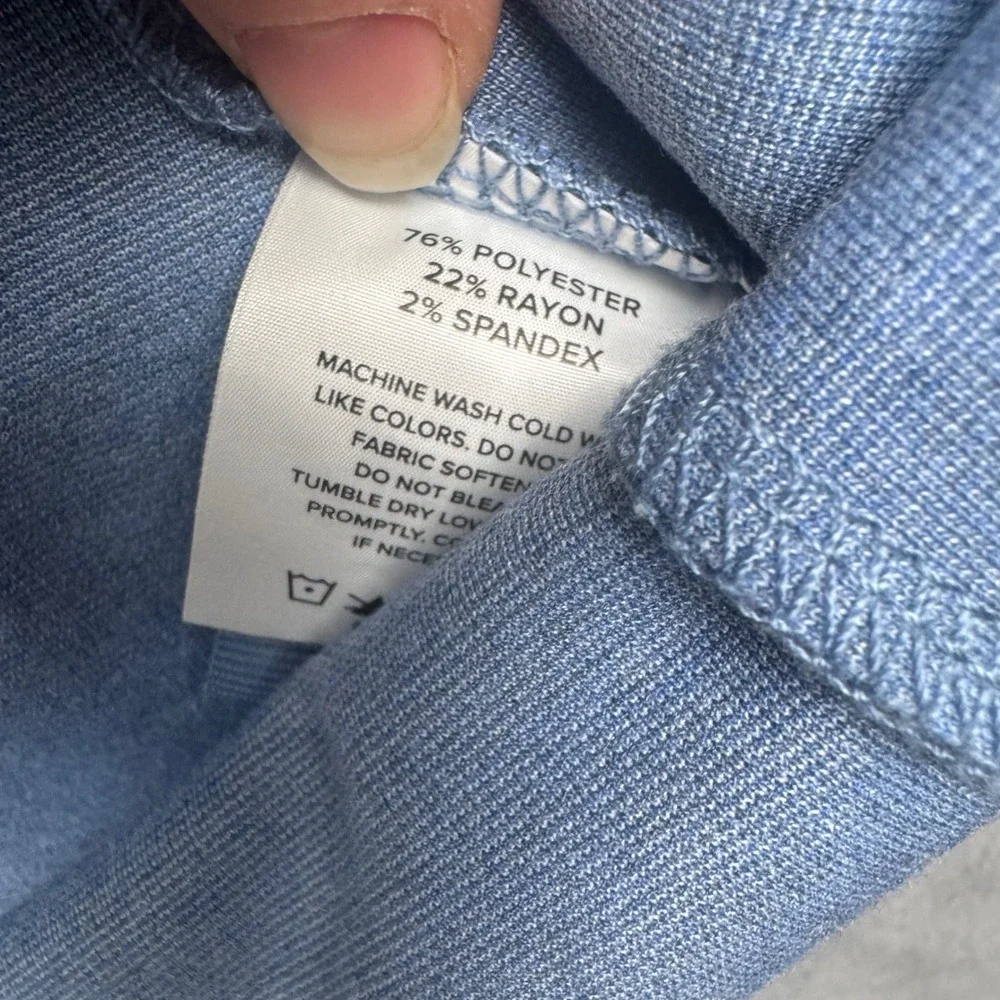 Brooks Brothers Mens 2XL Light Blue Mock Neck‎ Henley Pullover Long Sleeve Shirt